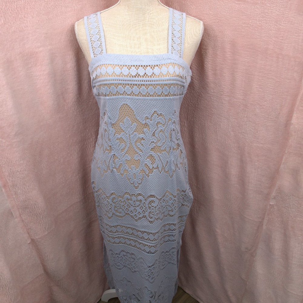 Venus Light Blue Lace Tank Top BodyCon Maxi Dress